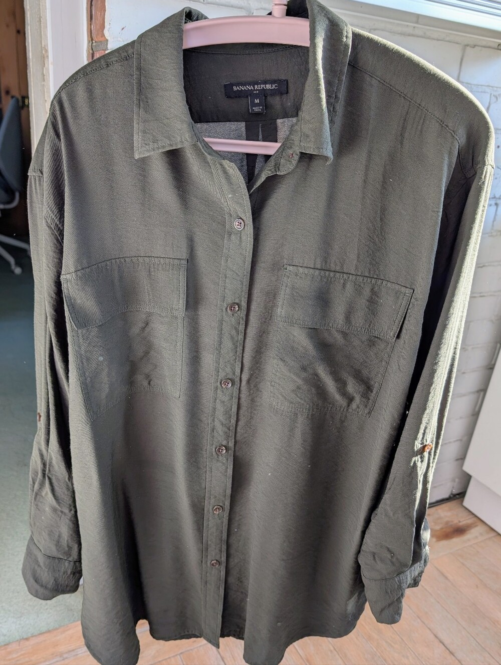 Banana Republic Olive Green Lightweight Breezy Shirt - Size M